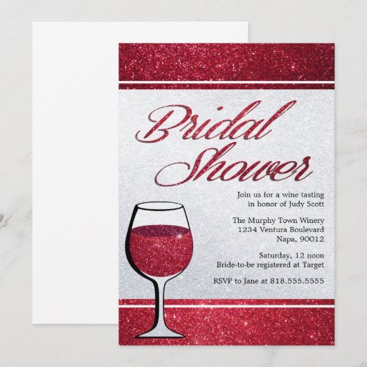 Rode wijn proeven Bruids Douche Uitnodiging (Voorkant / Achterkant)