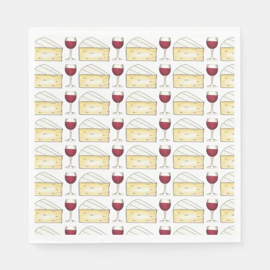 Rode Wijn Proeverij Brie Cheese Cocktail Party Eve Servet (Voorkant)