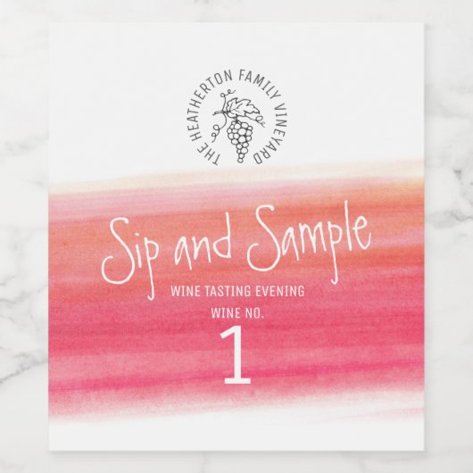 Rode wijn proeverij wijnnummer etiketten (Enkel label)