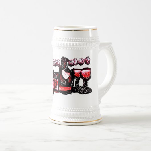 Rode wijn rode valentijn bierpul (Voorkant rechts)