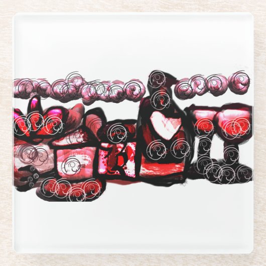 Rode wijn rode valentijn glazen onderzetter (Voorkant)