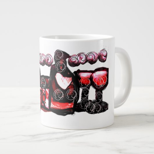 Rode wijn rode valentijn grote koffiekop (Voorkant rechts)