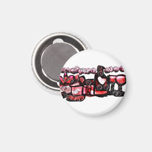 Rode wijn rode valentijn magneet (Voorkant / Achterkant)