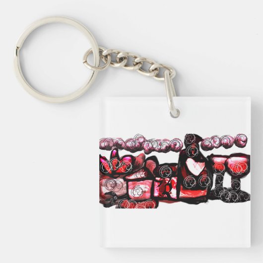 Rode wijn rode valentijn sleutelhanger (voorkant)