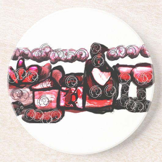 Rode wijn rode valentijn zandsteen onderzetter (Voorkant)