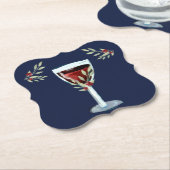 Rode wijn Roos Bloem Waterverf Zeevlek blauw Kartonnen Onderzetters (Gekanteld)