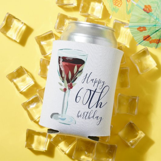Rode Wijn Roos Waterverf 60ste Verjaardagsfeest Blikjeskoeler (Insitu Zomer)