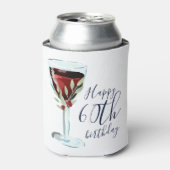 Rode Wijn Roos Waterverf 60ste Verjaardagsfeest Blikjeskoeler (Blikje Voorkant)