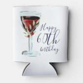 Rode Wijn Roos Waterverf 60ste Verjaardagsfeest Blikjeskoeler (Voorkant)
