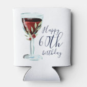 Rode Wijn Roos Waterverf 60ste Verjaardagsfeest Blikjeskoeler (Achterkant)