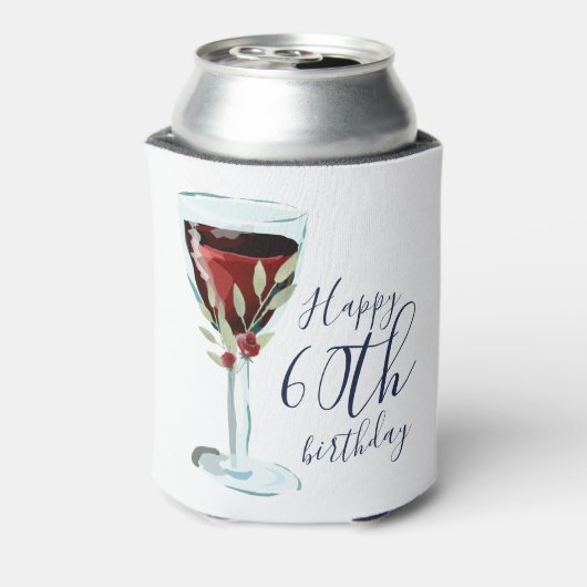 Rode Wijn Roos Waterverf 60ste Verjaardagsfeest Blikjeskoeler (Blikje Achterkant)