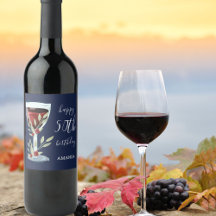 Rode wijn Roos Waterverf Blauw 50e verjaardag