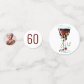 Rode Wijn Roos Waterverf Foto 60e Verjaardag Confetti (Voorkanten)