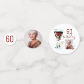 Rode Wijn Roos Waterverf Foto 60e Verjaardag Confetti (Achterkanten)