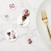 Rode Wijn Roos Waterverf Foto 60e Verjaardag Confetti (Groep)