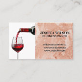 Rode wijn schenken in glas | Roze oranje marmer Visitekaartje (Voorkant)