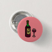 Rode wijn speld Badge Ronde Button 3,2 Cm (Voorkant /achterkant)