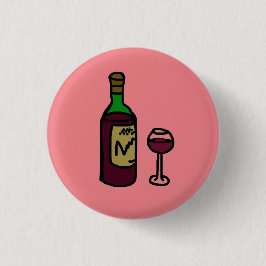 Rode wijn speld Badge Ronde Button 3,2 Cm