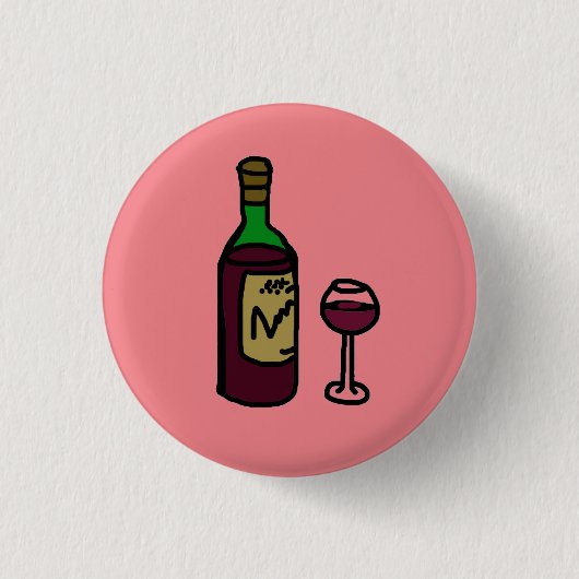 Rode wijn speld Badge Ronde Button 3,2 Cm (Voorkant)