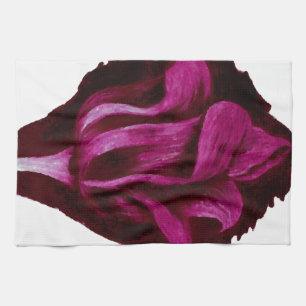 Rode wijn Tulip Pastels Floral Art Bourgogne Roman Theedoek
