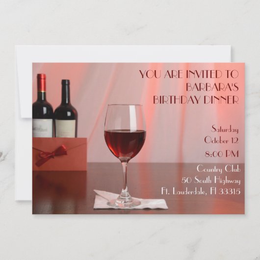 Rode wijn verjaardagsfeestje uitnodiging (Voorkant)
