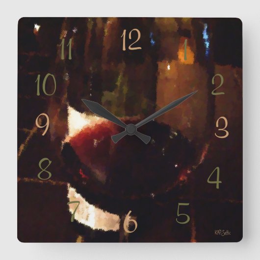 Rode wijn vierkante klok (Voorkant)