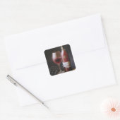 Rode wijn vierkante sticker (Envelop)