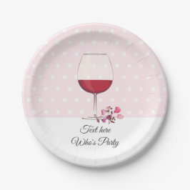 rode wijn, volwassen verjaardag, bruiloft, florale papieren bordje