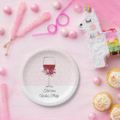 rode wijn, volwassen verjaardag, bruiloft, florale papieren bordje (Feest)