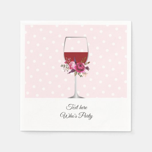 rode wijn, volwassen verjaardag, bruiloft, florale servet (Voorkant)
