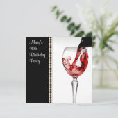 Rode wijn vrouwen 40ste verjaardag kaart (Staand voorkant)