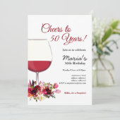 Rode wijn, wijnuitnodiging, hoer! kaart (Staand voorkant)