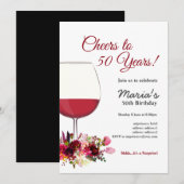 Rode wijn, wijnuitnodiging, hoer! kaart (Voorkant / Achterkant)