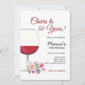 Rode wijn, wijnuitnodiging, hoer! kaart (Voorkant)