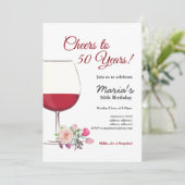 Rode wijn, wijnuitnodiging, hoer! kaart (Staand voorkant)