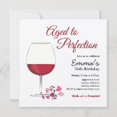 Rode wijn, wijnuitnodiging, leeftijd tot perfecte  kaart (Voorkant)