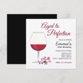 Rode wijn, wijnuitnodiging, leeftijd tot perfecte  kaart (Voorkant / Achterkant)