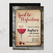 Rode wijn, wijnuitnodiging, tot perfectie gerijpt kaart (Voorkant / Achterkant)