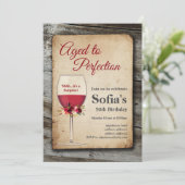 Rode wijn, wijnuitnodiging, tot perfectie gerijpt kaart (Staand voorkant)