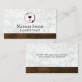 Rode wijn | Wijnvlek | Marmer houten afwerking Visitekaartje (Voorkant / Achterkant)