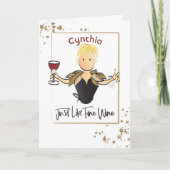 Rode Wijn Zwart Goud Sparkle voor Haar Fab Verjaar Kaart (Voorkant)