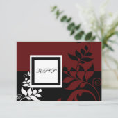 Rode Wijn Zwart Wit Huwelijk RSVP (Staand voorkant)