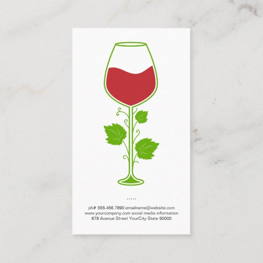 Rode wijnazijn glas visitekaartje (Achterkant)
