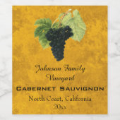rode wijndruiven, cabernet sauvignon wijn etiket (Enkel label)