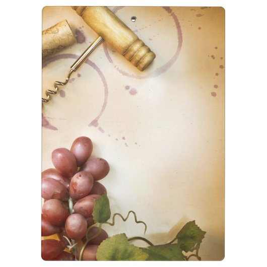 Rode wijndruiven Cork Monogram Initiaal Clip Board Klembord (Achterkant)