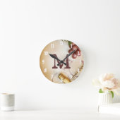 Rode wijndruiven Kork Monogram Initiaal Muurklok Ronde Klok (Huis)