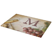 Rode wijndruiven kurk monogram glas snijplank (Hoek)
