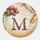 Rode Wijndruiven Kurk Schroef Monogram Initiaal Ma Magneet (Voorkant)