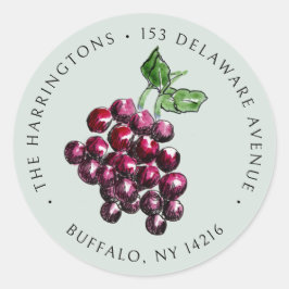  rode wijndruiven met de hand getrokken retouradre ronde sticker