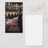 Rode wijnfles en druiven | wijnvaten visitekaartje (Voorkant / Achterkant)